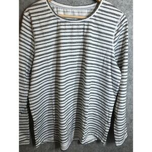L.L.Bean Rash Guard Swim Shirt Womens XL White Stripe Long Sleeve UPF